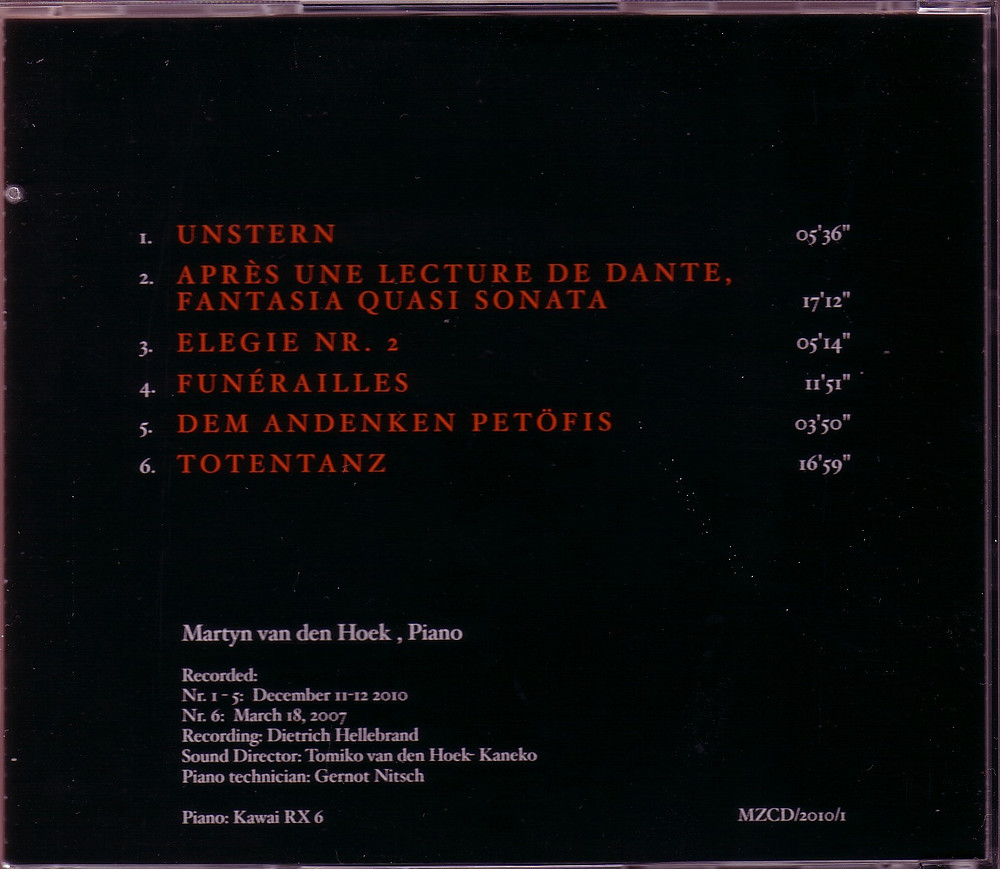 The Visions of Franz Liszt Vol.1 "The Darkness" (Back), MZCD/2010/1